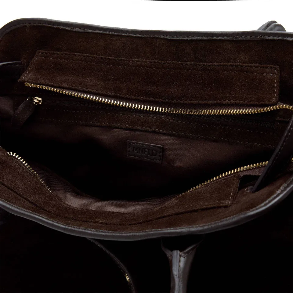 Manfield leren handtas donkerbruin, foto 5