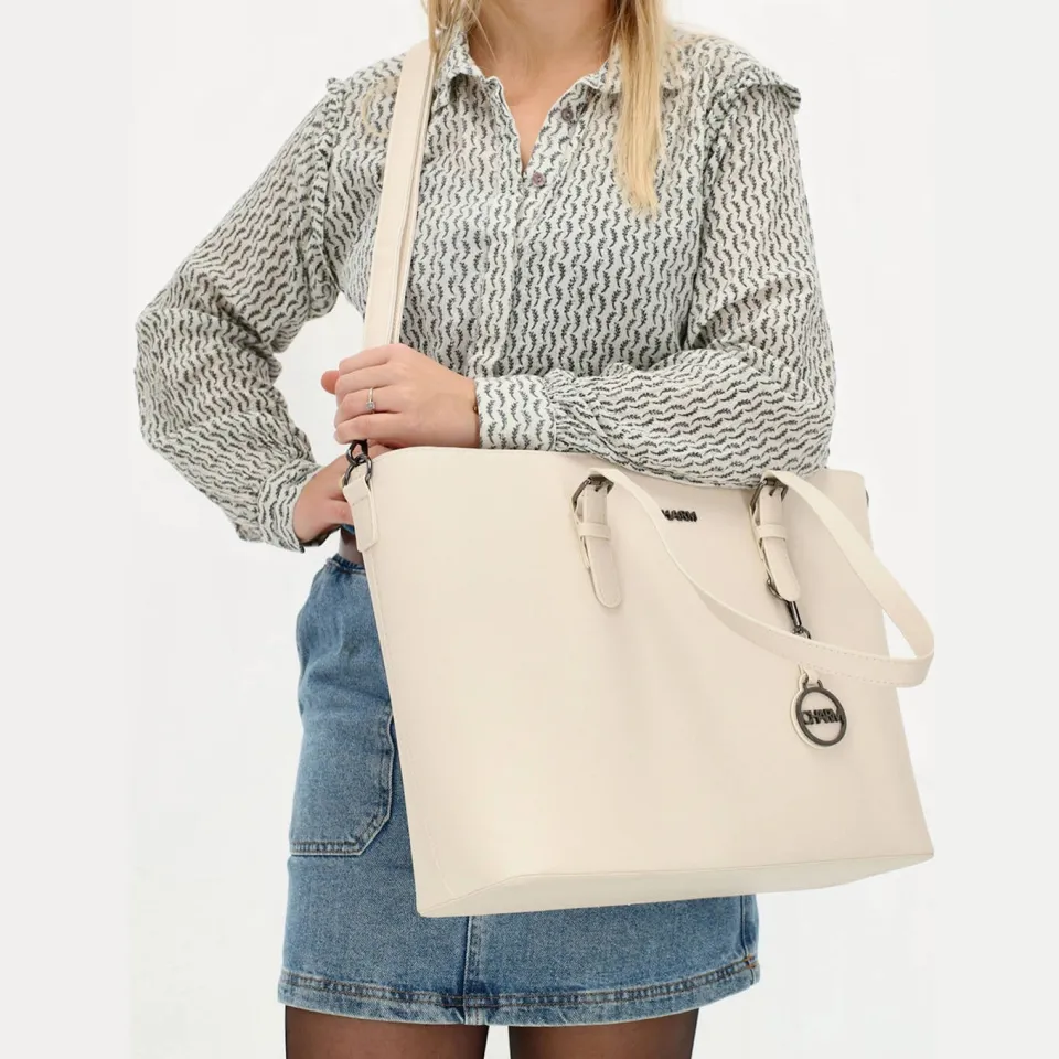 Charm London Birmingham shopper 15,6 inch laptopvak beige, foto 5