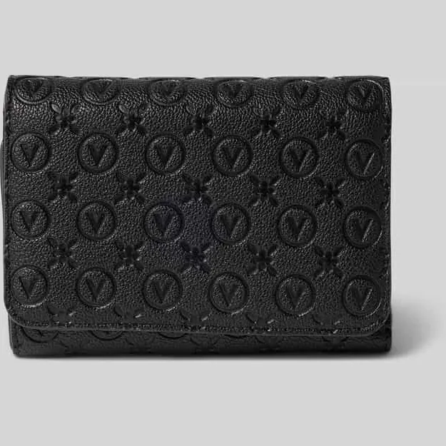 Valentino Portemonnee met all-over reliëflogo, model 'Samba' Nero