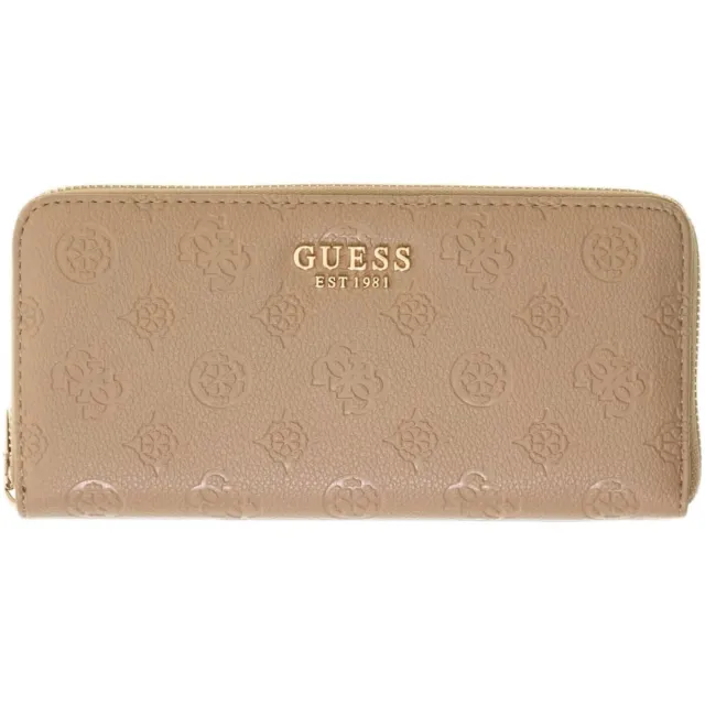 Guess Portemonnee Guess Ella Logo Slg Lrg Zip Around Beige