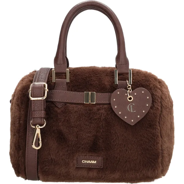 Charm London Stockholm Handtas - Fur - Bont Tas - Schoudertas - Verstelbare Schouderband - Gouden Details - Dames - Crossbody - Donkerbruin