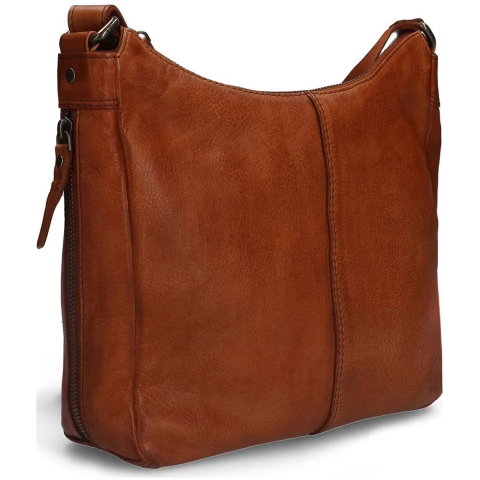 Manfield leren crossbody tas cognac, foto 3
