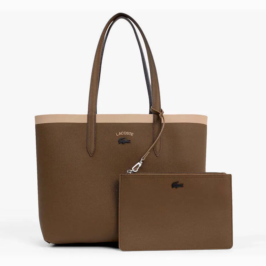 Lacoste Handtas Lacoste Anna Reversible Shopping Bag - Buffle Mascara Bruin