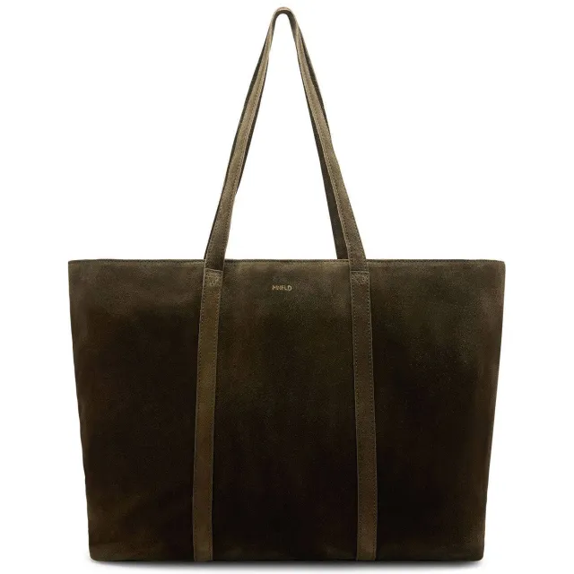 Manfield suède shopper donkergroen