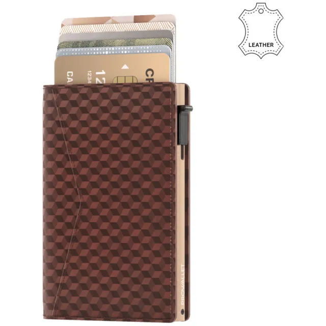 Prowallet Portemonnee Prowallet Pasjeshouder Slim Cube Bruin