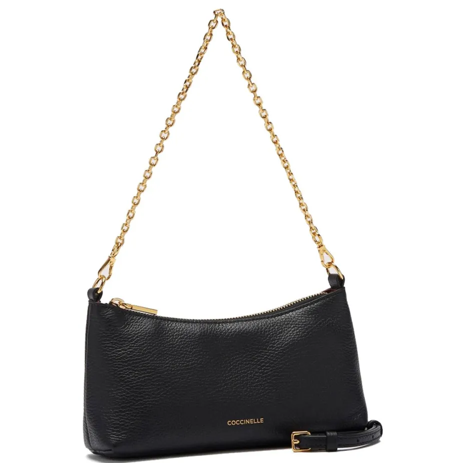 Coccinelle Aura Mini Tas Geribbeld Leer noir, foto 2