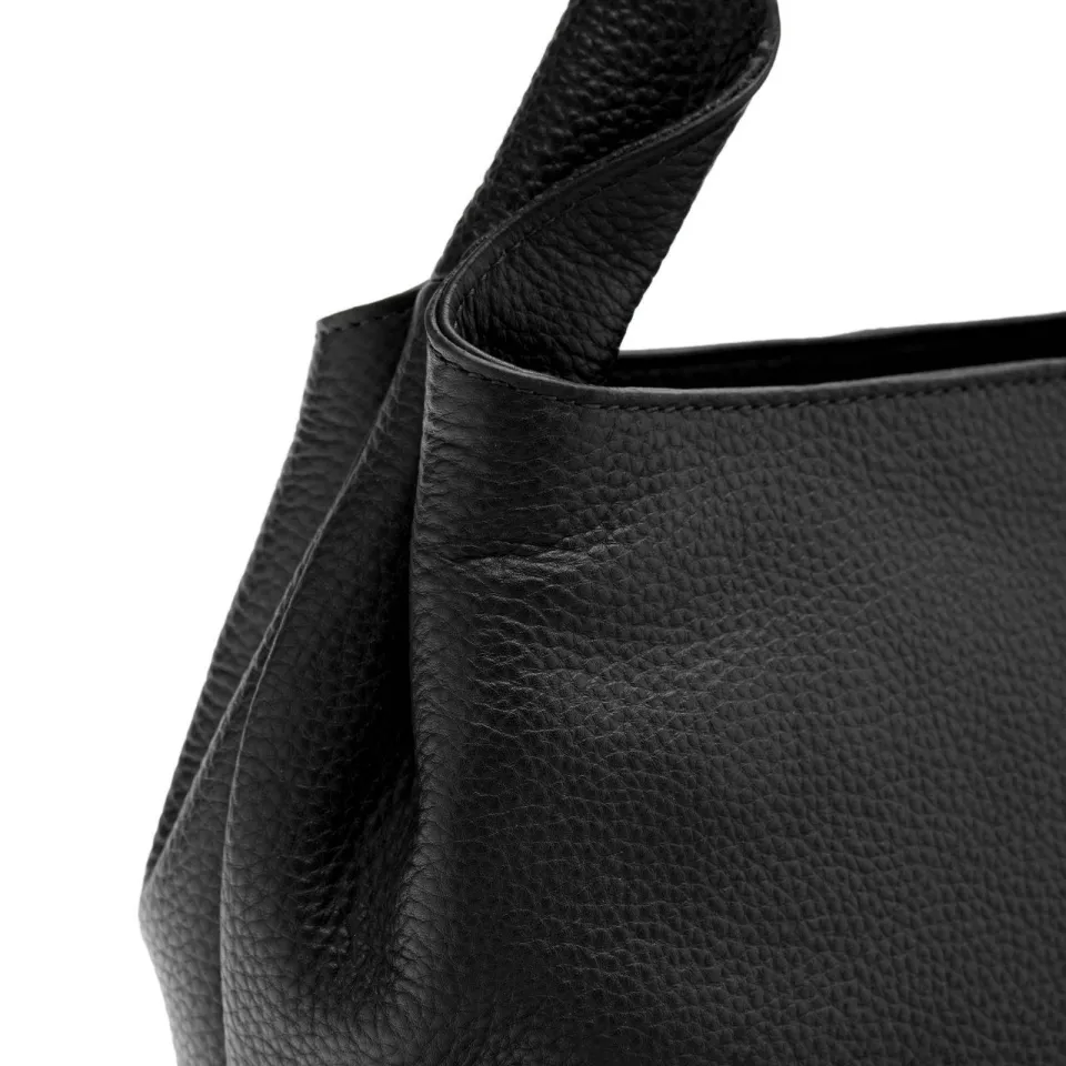 Manfield leren handtas zwart, foto 6