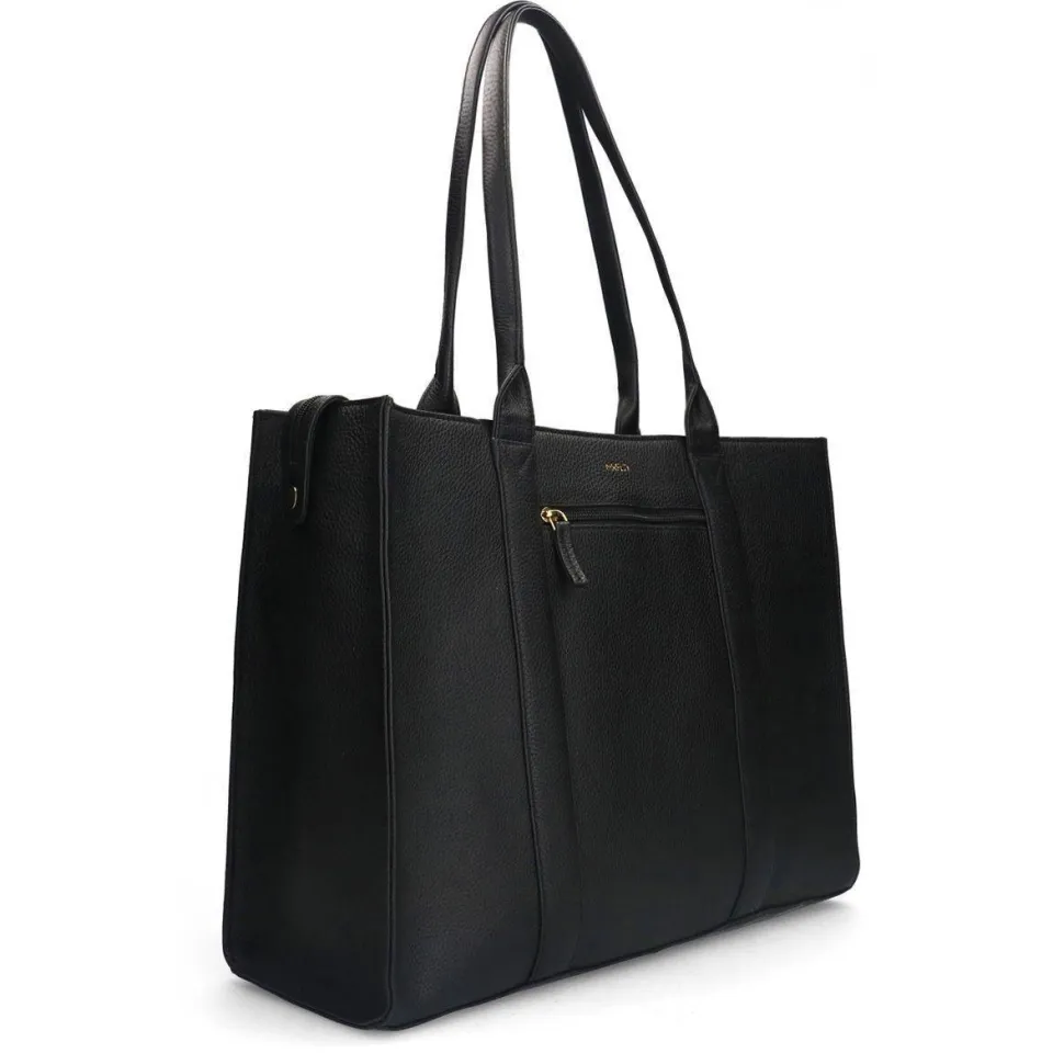 Manfield leren shopper zwart, foto 2