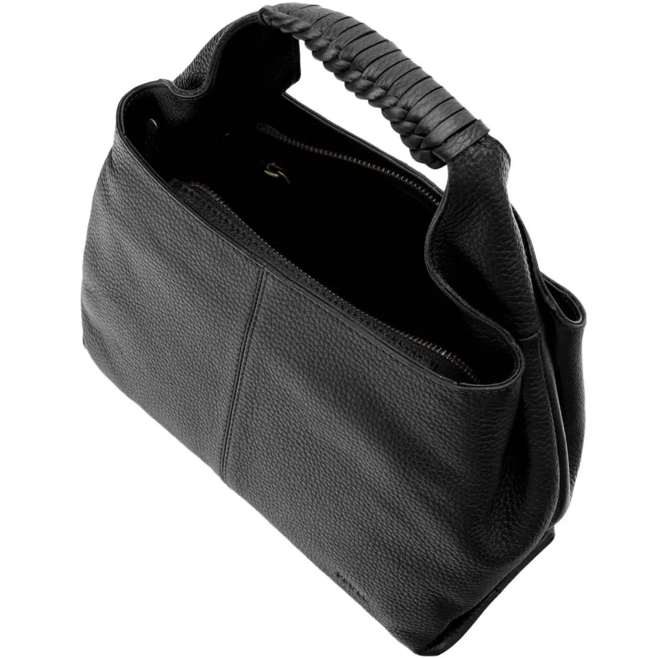 Manfield leren handtas zwart, foto 4