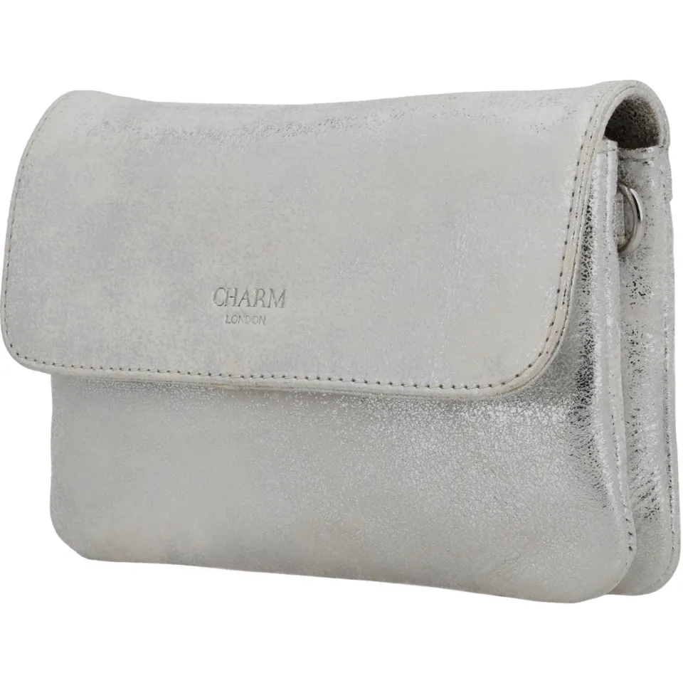 Charm London South Hill crossbody tas zilverkleurig, foto 3