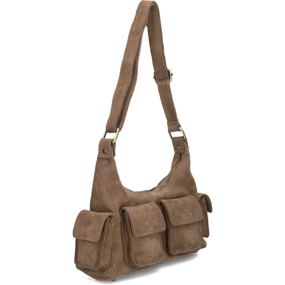 Notre-V Sen Suede schoudertas taupe, foto 3