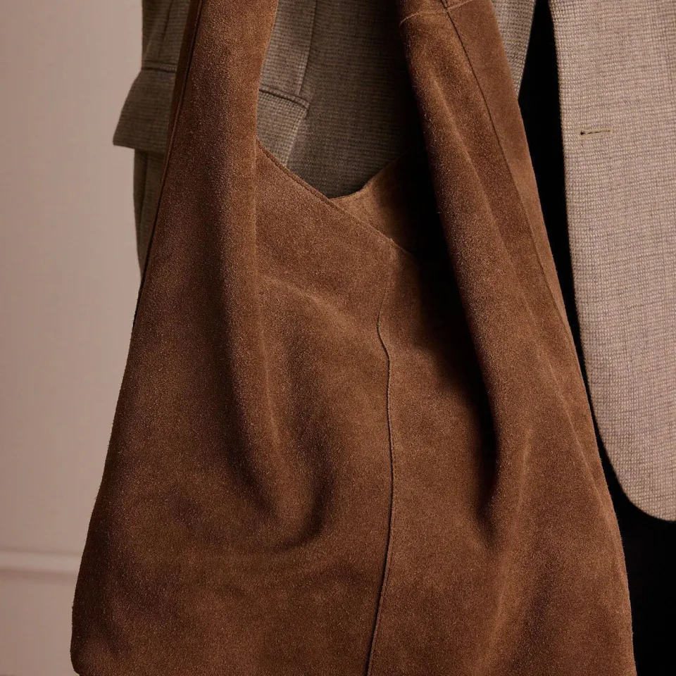 Manfield suede shopper bruin, foto 3