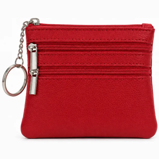 LGT JWLS kleine portemonnee met ritsen en sleutelring rood Rood/Zilver