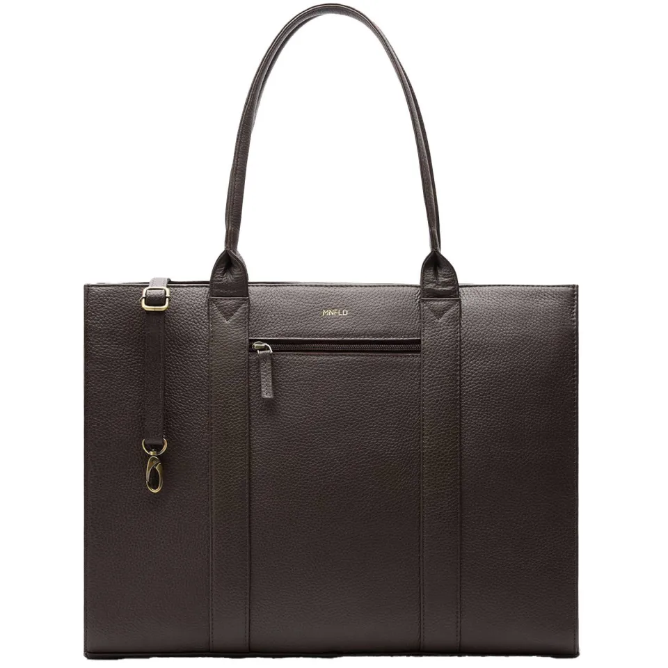 Manfield leren shopper donkerbruin 18 inch, foto 4