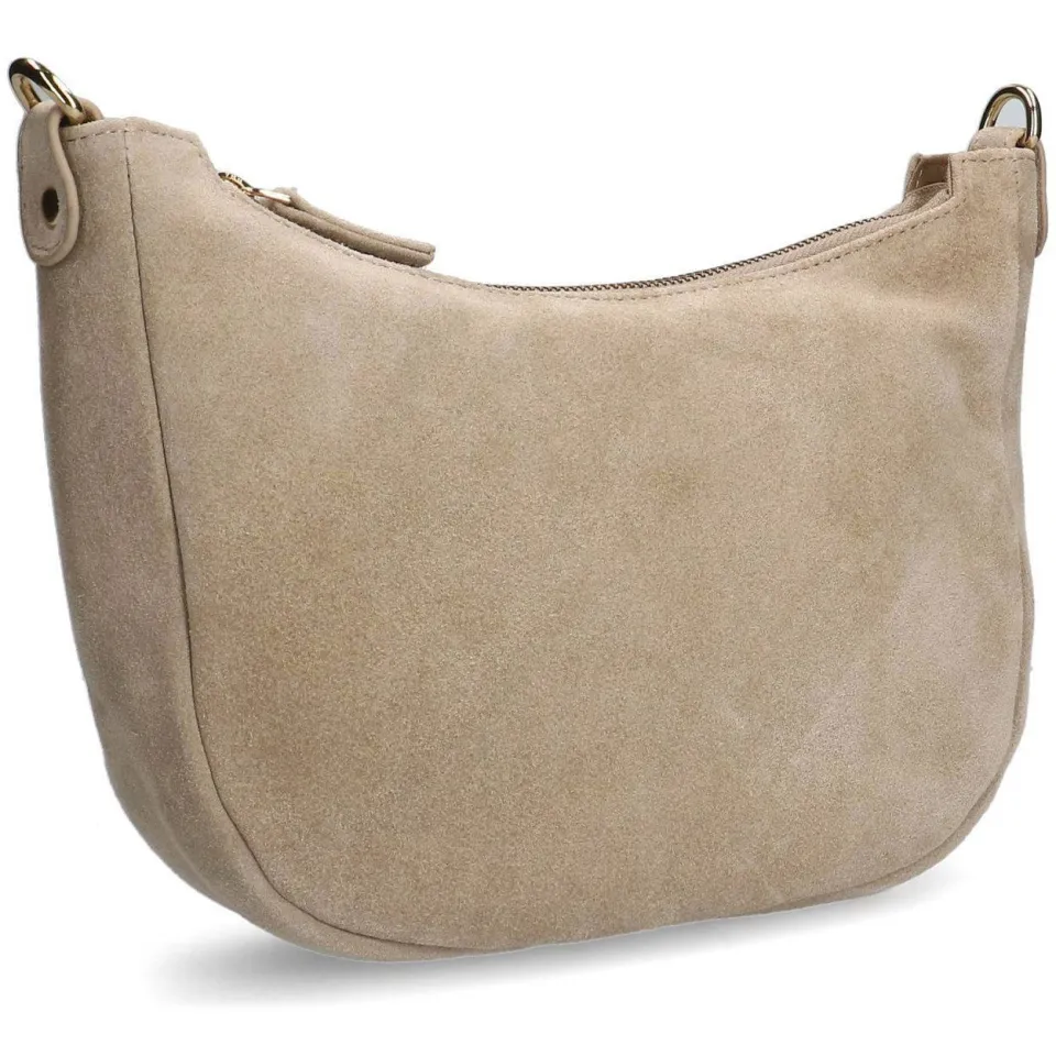 Manfield suede crossbody tas beige met handvat, foto 2