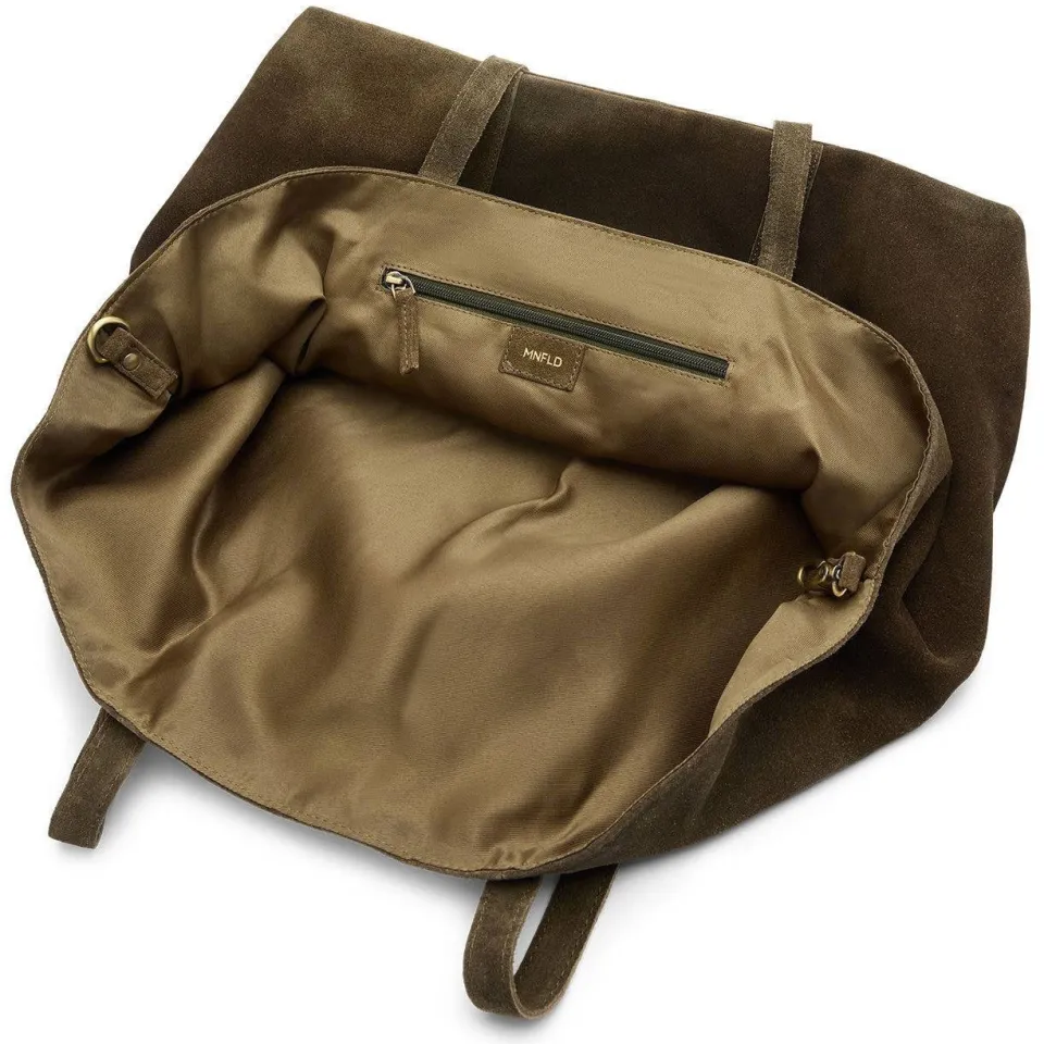 Manfield suède shopper donkergroen, foto 6