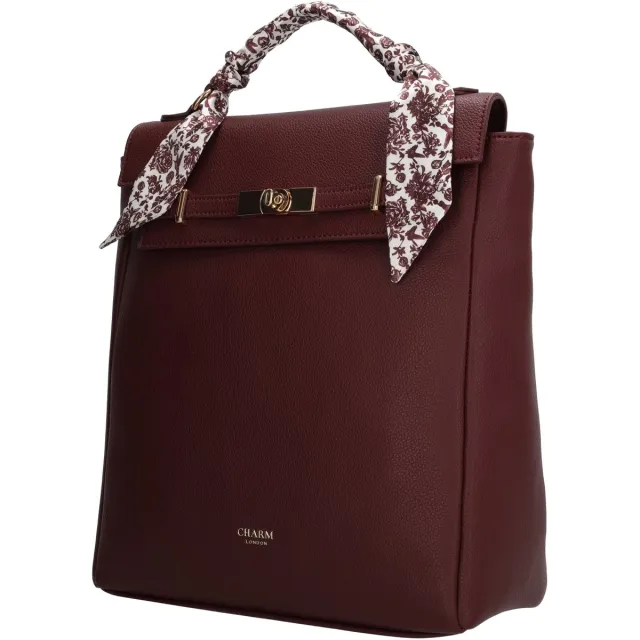 Charm London The Hamptons Rugzak - Overslag - Verstelbare Schouderbanden - Ritsvakken - Stijlvol - Rugtas - Dagelijks Gebruik - Bordeaux rood