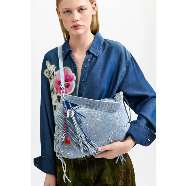 Desigual Break Benin denim schoudertas lichtblauw, foto 4