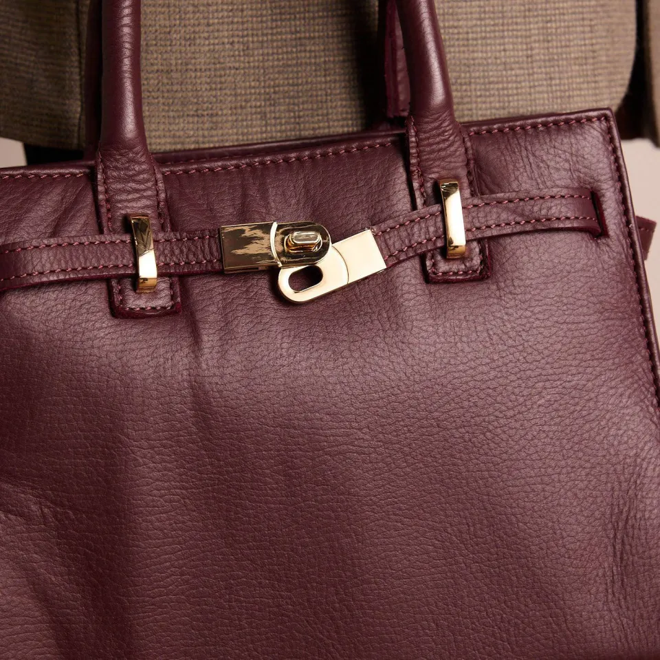 Manfield leren handtas bordeauxrood, foto 5