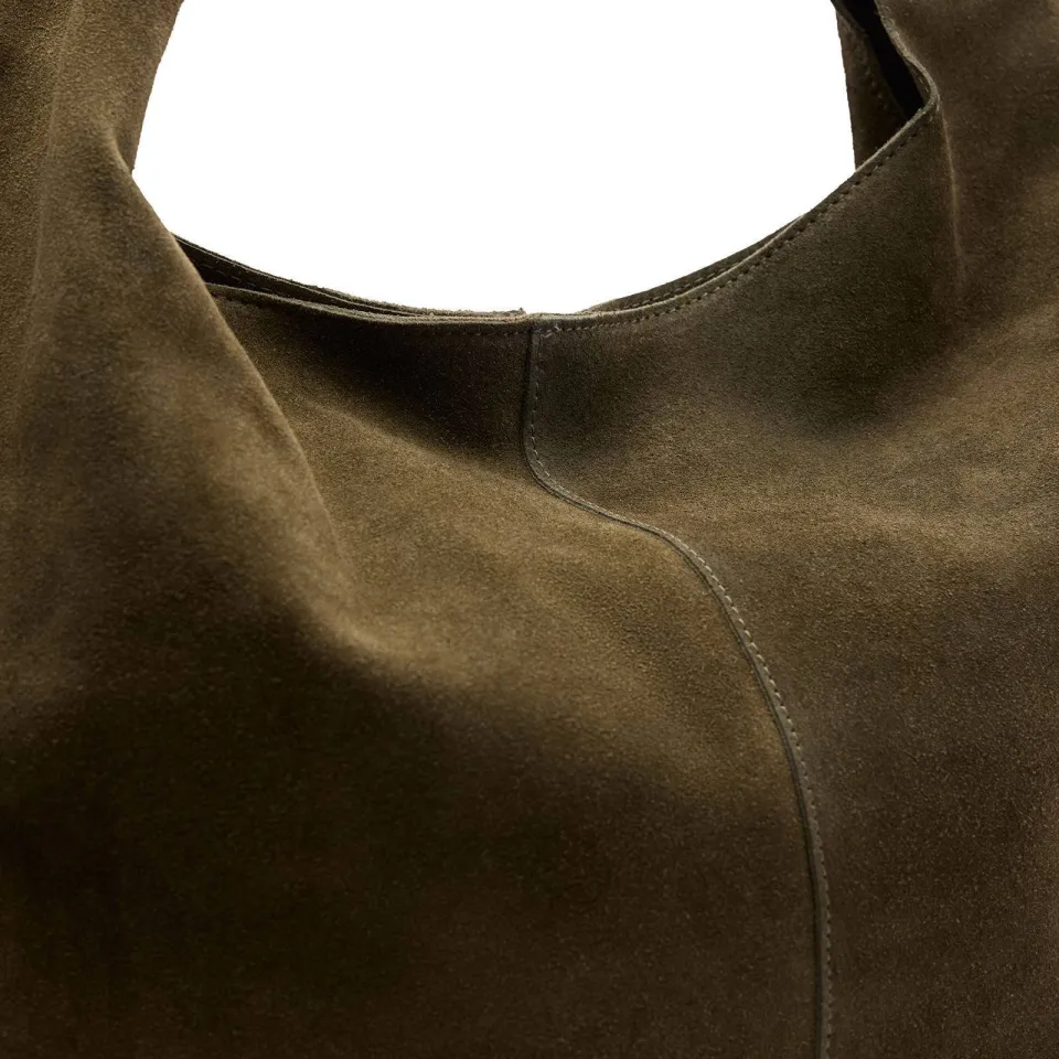 Manfield suède shopper olijfgroen, foto 6
