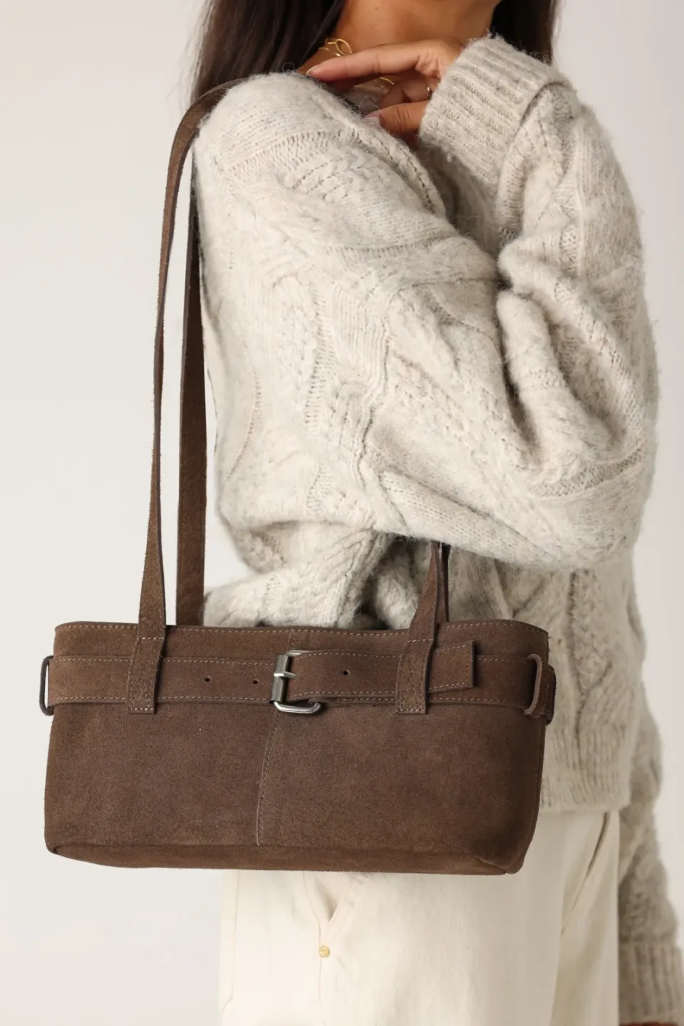 Shabbies Amsterdam OLLA Shoulderbag oiled suede Taupe, foto 7