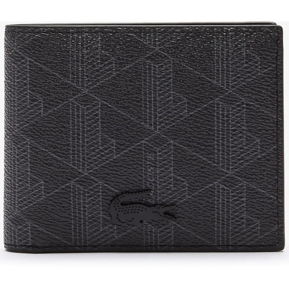 Lacoste Billford portemonnee zwart Allover Monogram Noir Gris