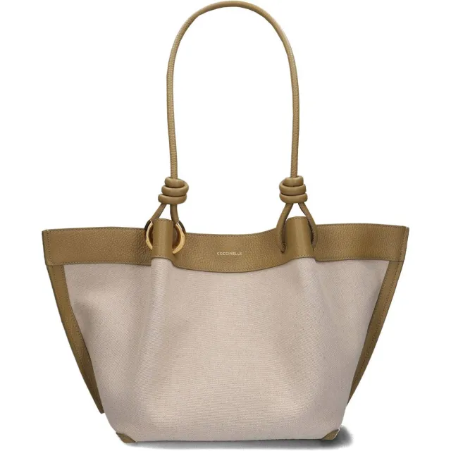 Coccinelle Finn canvas schoudertas beige Multi