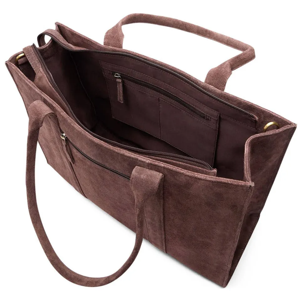Manfield suede shopper donkerbruin 18 inch, foto 4