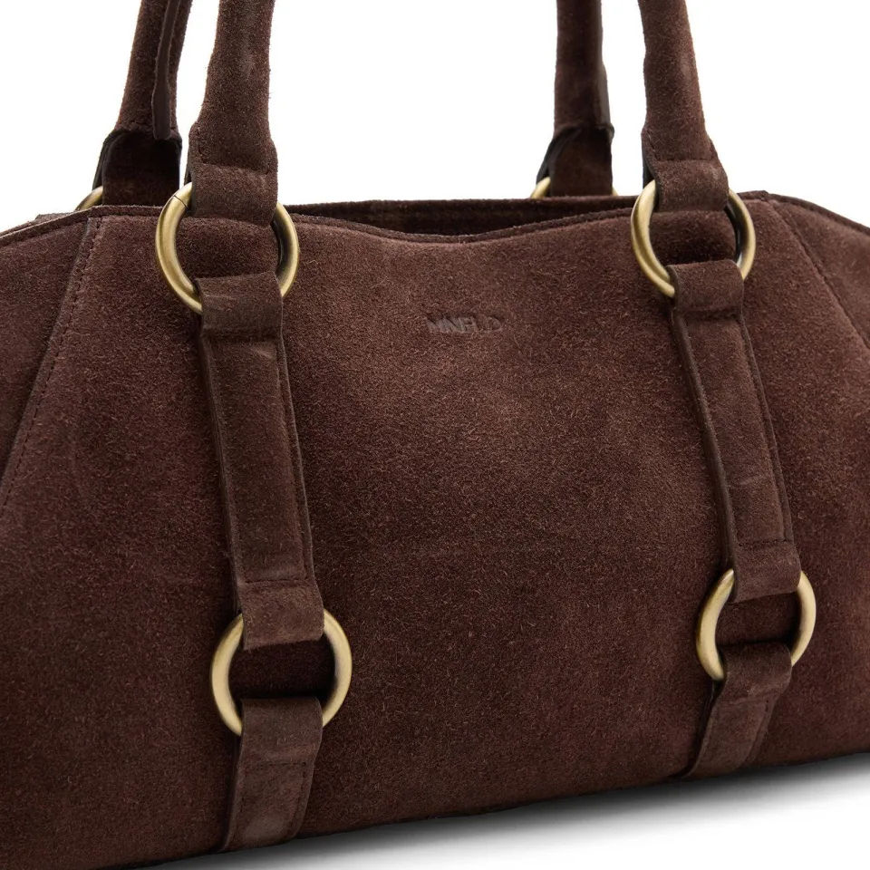 Manfield suède handtas donkerbruin, foto 3