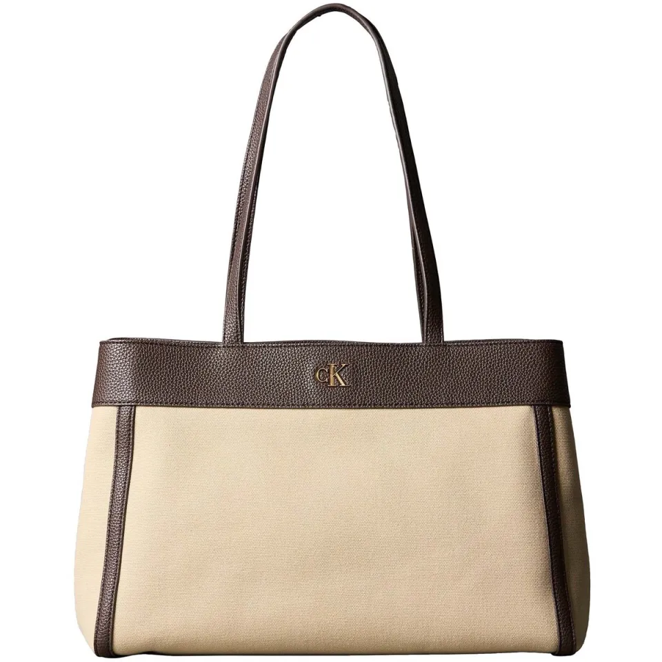 Calvin Klein Ck Canvas Medium Tote shopper beige, foto 2