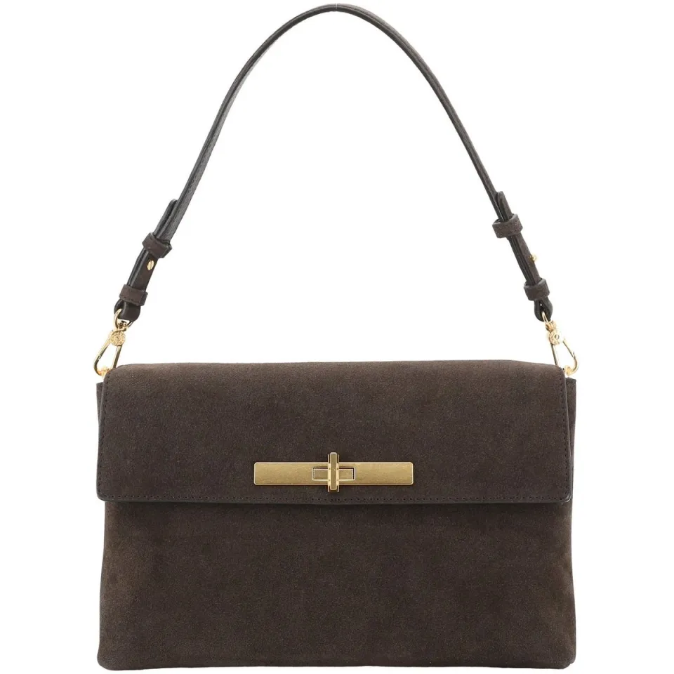 Abro Suede Twist schoudertas donkerbruin Dark Brown