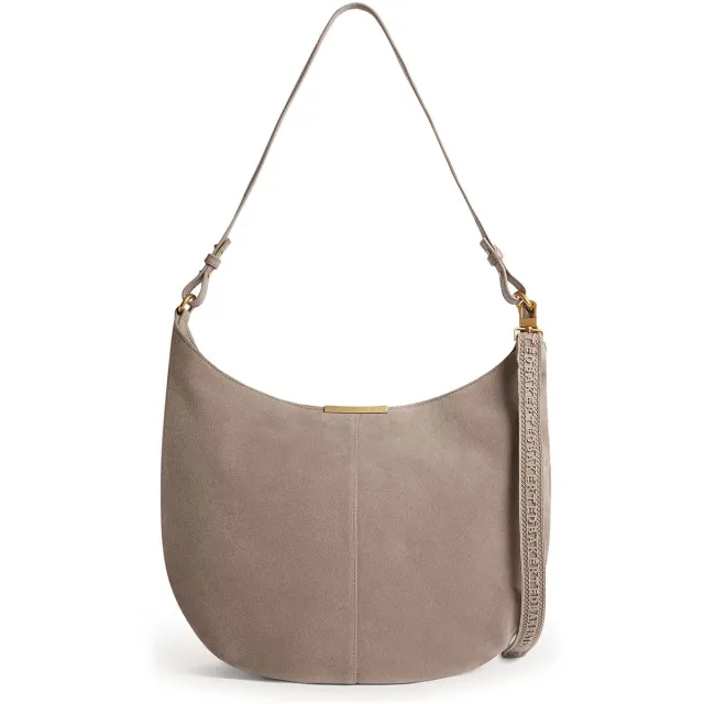 Ted Baker Leren schoudertas Ammilia Bar Detail Slouchy Hobo Bag Taupe