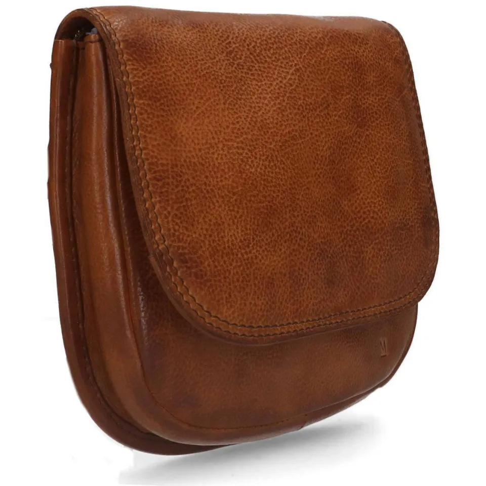Manfield leren crossbody tas cognac, foto 3