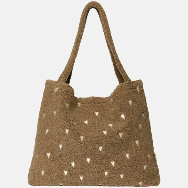 Studio Noos mom bag teddy hearts shopper brown Bruin