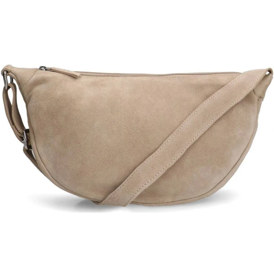 Manfield suede crossbody tas beige