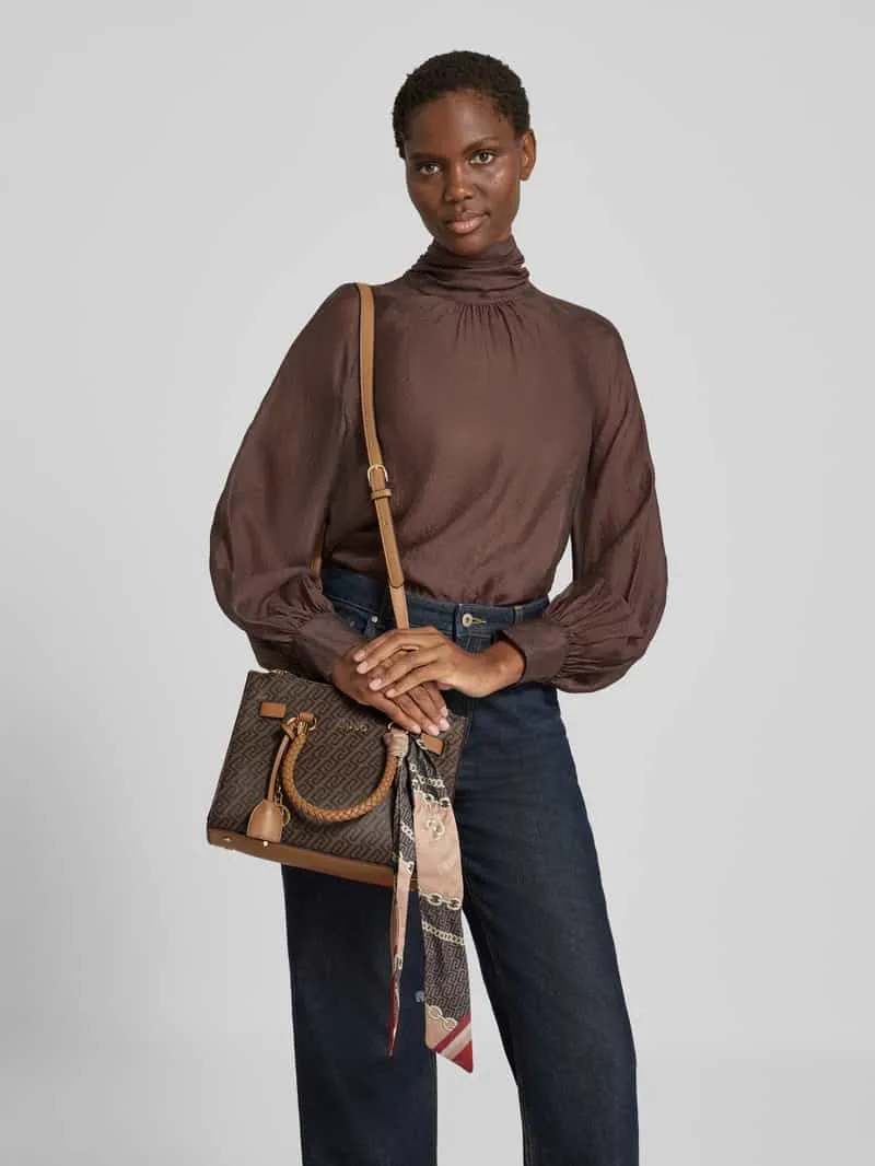 Liu Jo Handtas met labelapplicatie in all-over look beige, foto 4