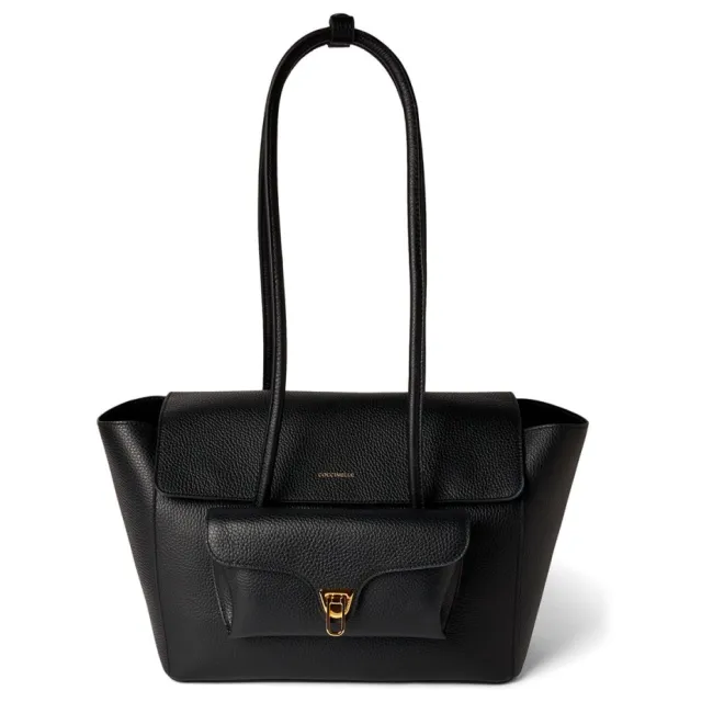 Coccinelle Double Beat leren handtas zwart Noir
