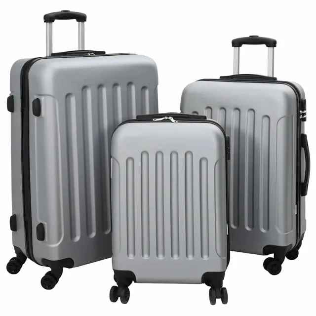 vidaXL Koffer met slot 3 st zilver 50 x 31 x 78 cm ABS Kunststof