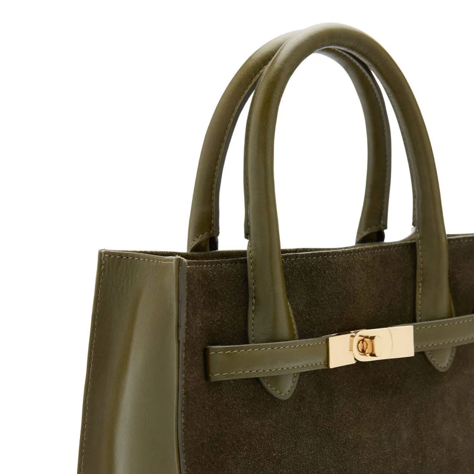 Manfield suède mini handtas olijfgroen, foto 6