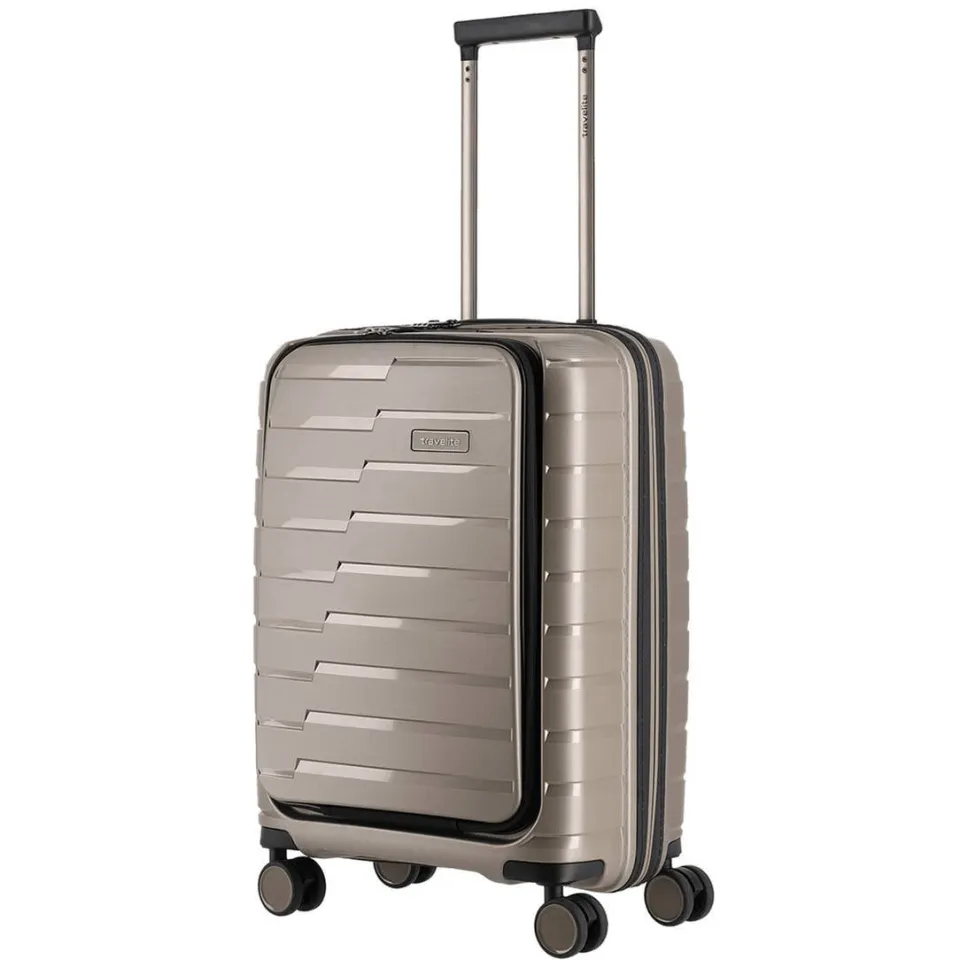 Travelite Air Base trolley 55 cm champagne met voorvak