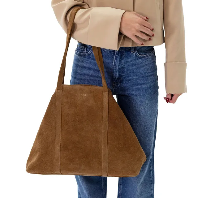 Manfield suède shopper cognac, foto 4