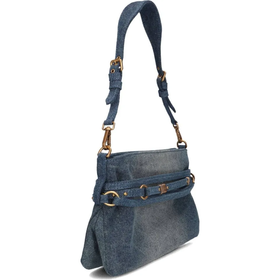 Pinko Belt Bag Mini denim schoudertas blauw, foto 2