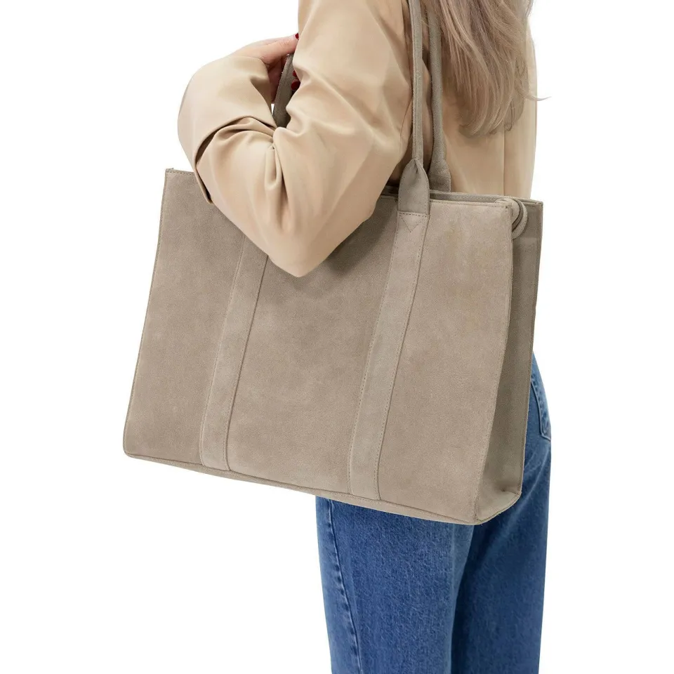 Manfield suède shopper beige, foto 5