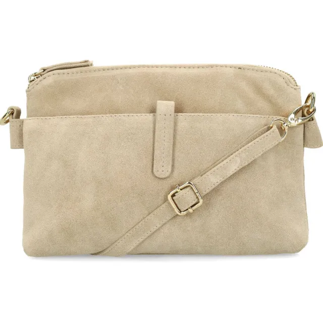 Manfield suede crossbody tas beige