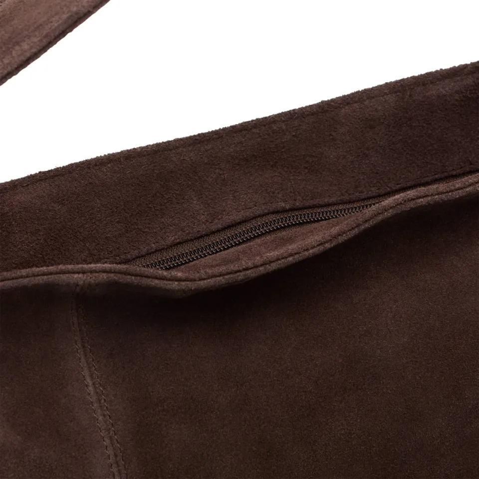 Manfield suede shopper donkerbruin, foto 4
