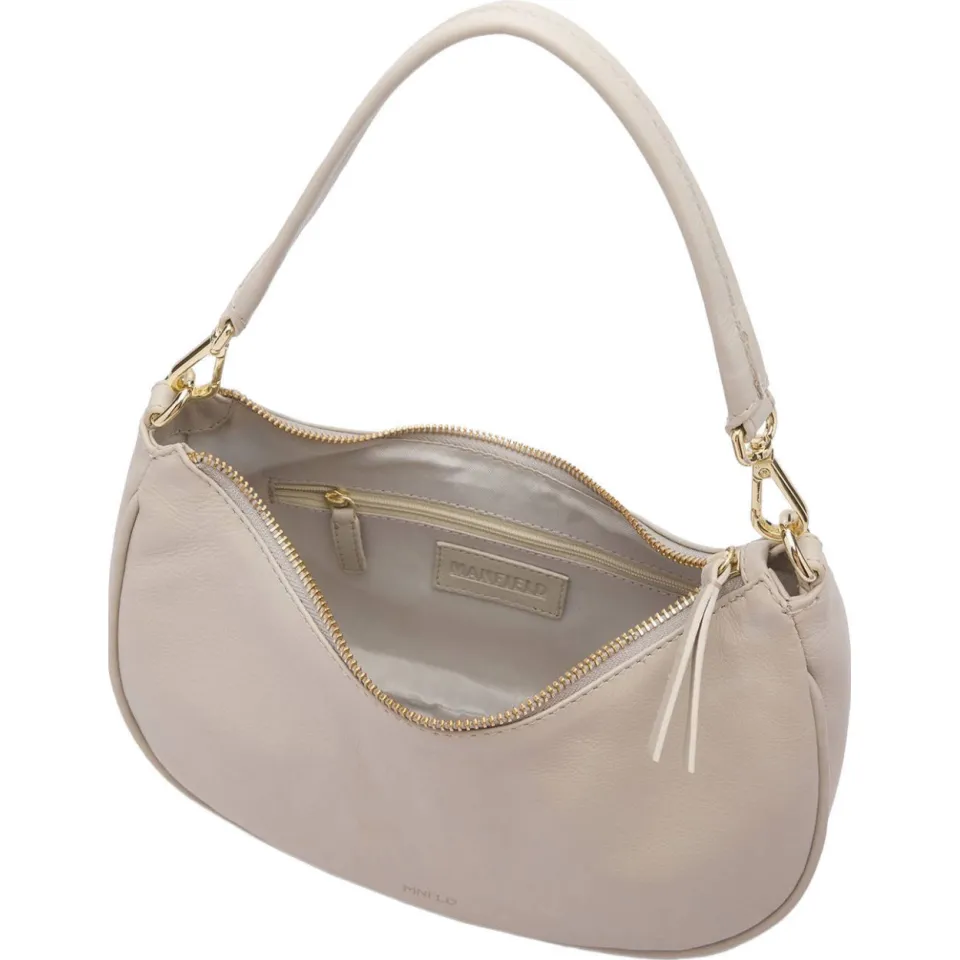 Manfield leren crossbody tas beige, foto 2