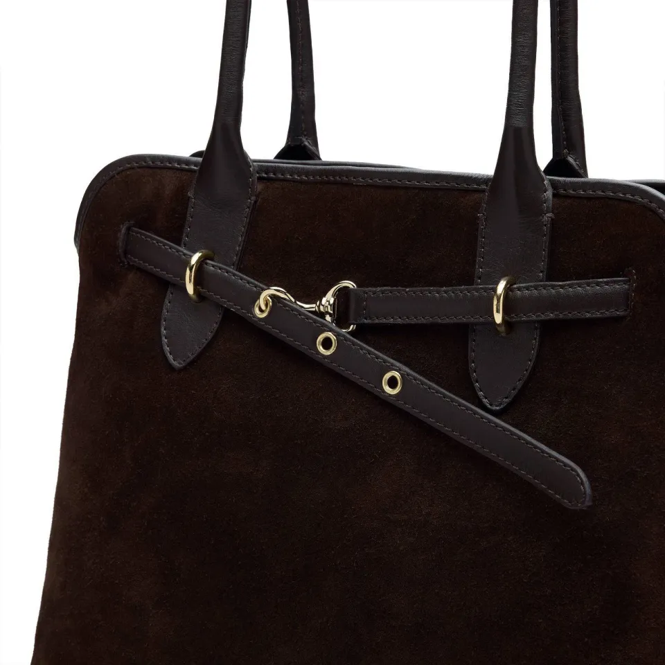 Manfield leren handtas donkerbruin, foto 4