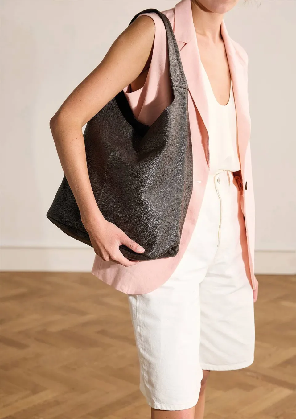 Manfield leren shopper donkerbruin bruin, foto 3