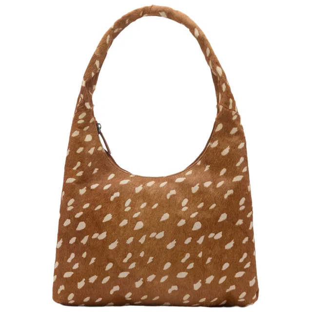 Manfield leren schoudertas met dierenprint cognac