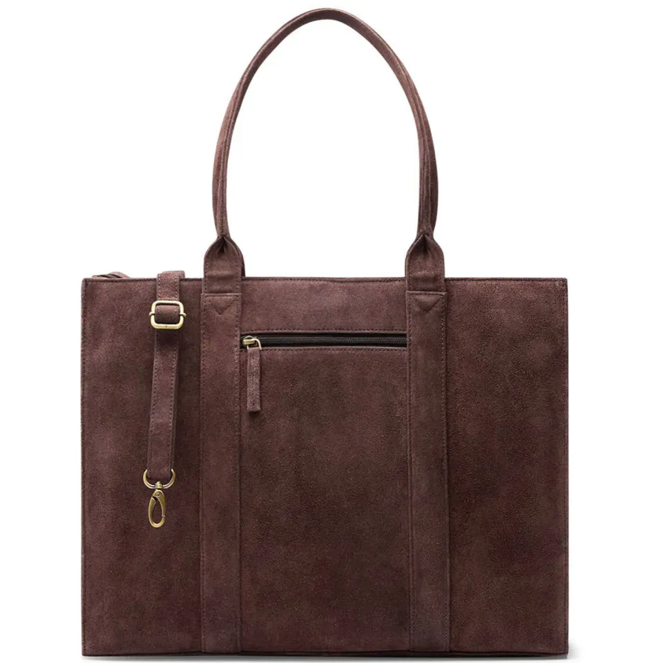 Manfield suede shopper donkerbruin 18 inch